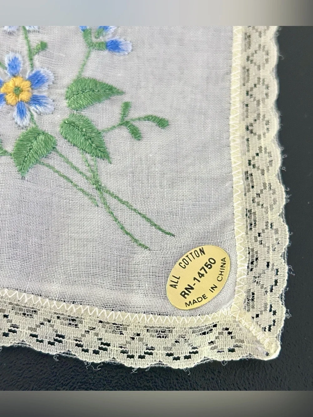 Vintage Embroidered Floral Handkerchiefs Lot of 8